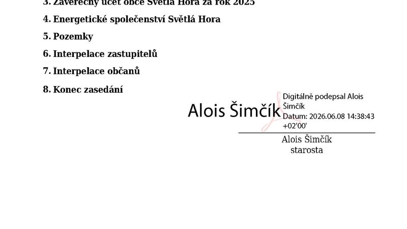 ZASEDÁNÍ ZASTUPITELSTVA OBCE