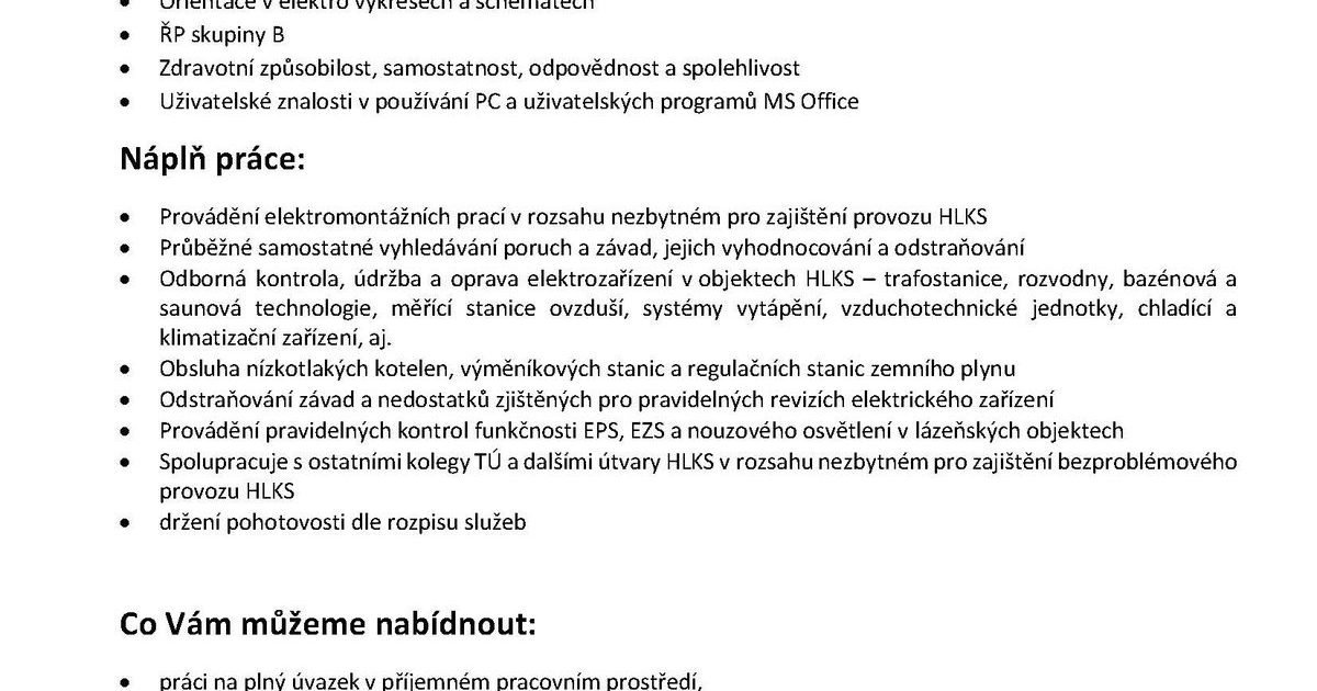 Údržbář - elektro