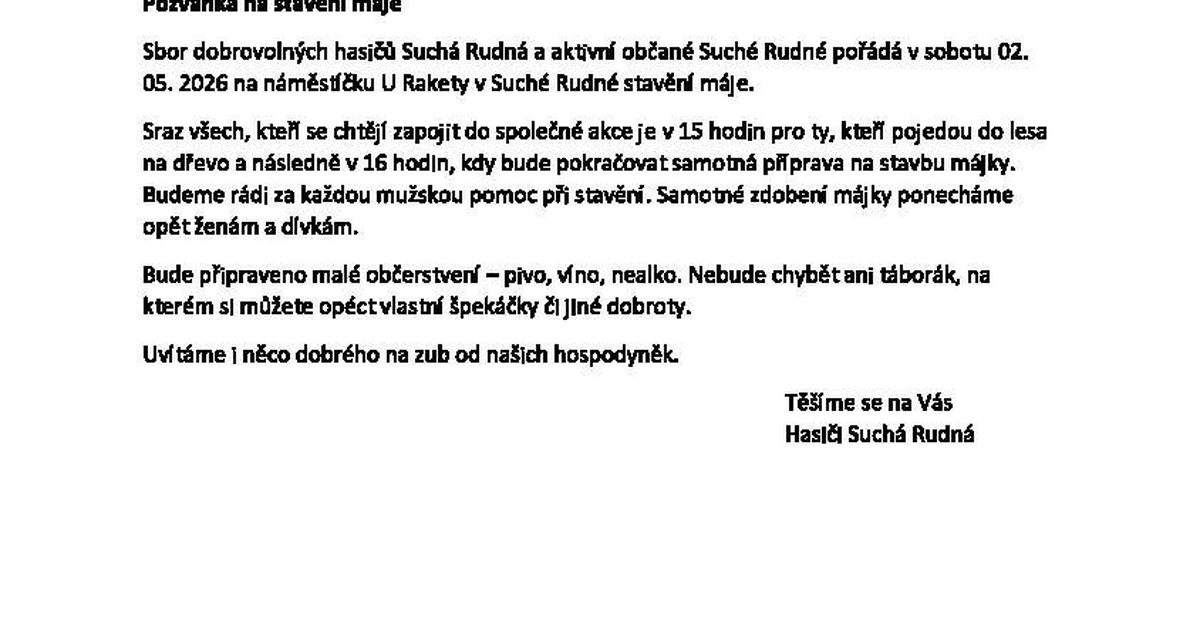 Pozvánka na stavění máje