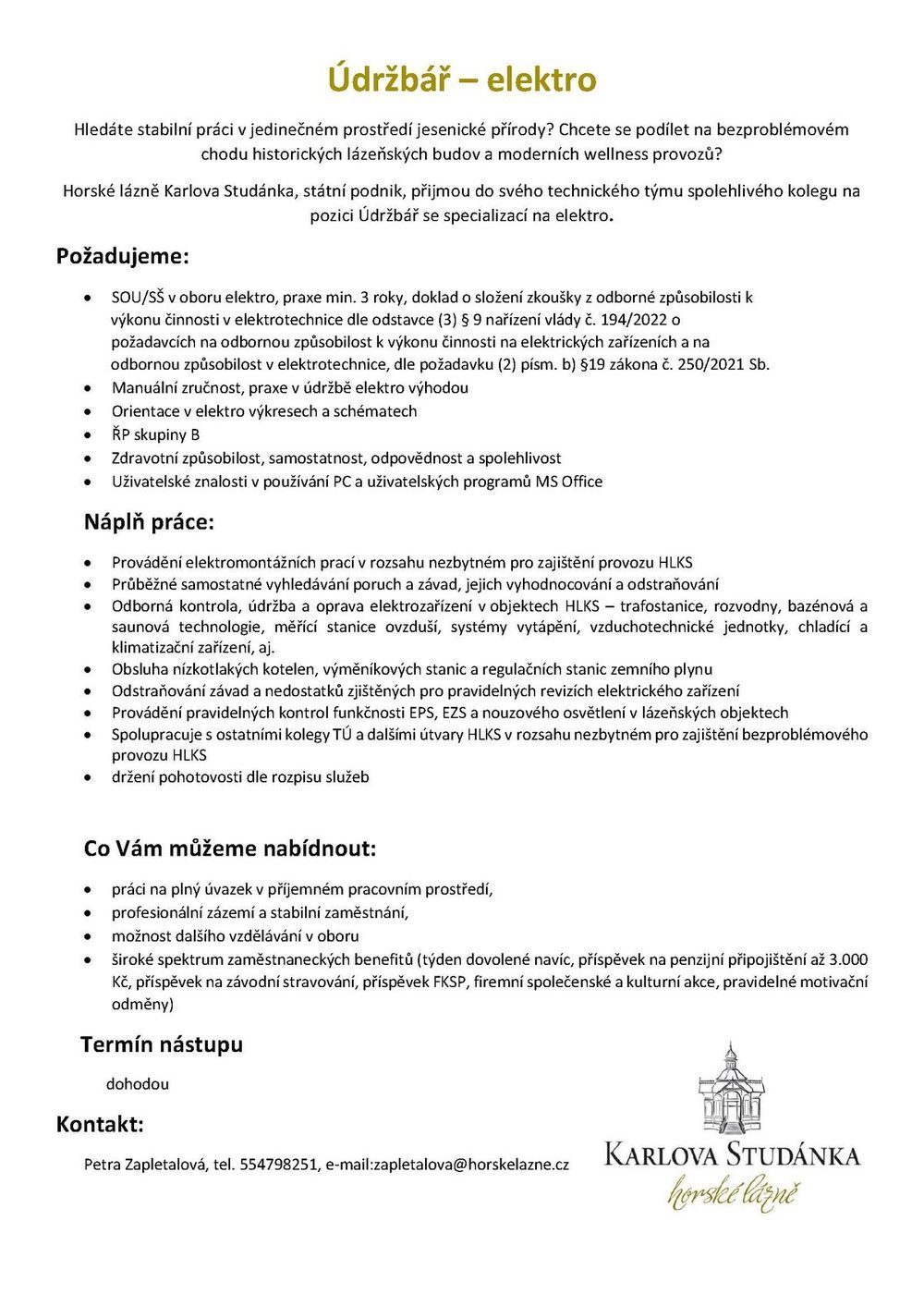 Údržbář - elektro